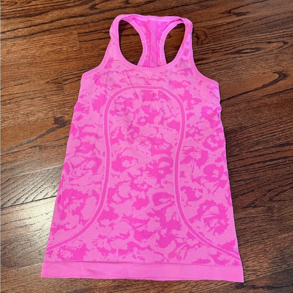 Lululemon Pink camo  swiftly Racerback Tank Top